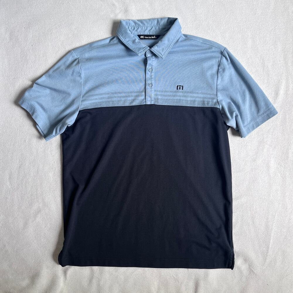 Travis Matthew Chock a Block Performance Golf Polo Blue Black Men's L